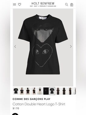 Comme des Garcons PLAY Black Double Heart Graphic Tee